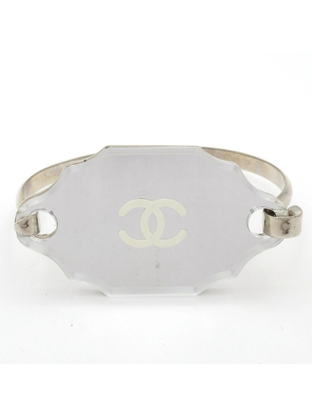 Chanel Bangle Silver CC Logo Bracelet